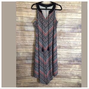 Maxi Dress Handkerchief Hem Multi-Color Sz L